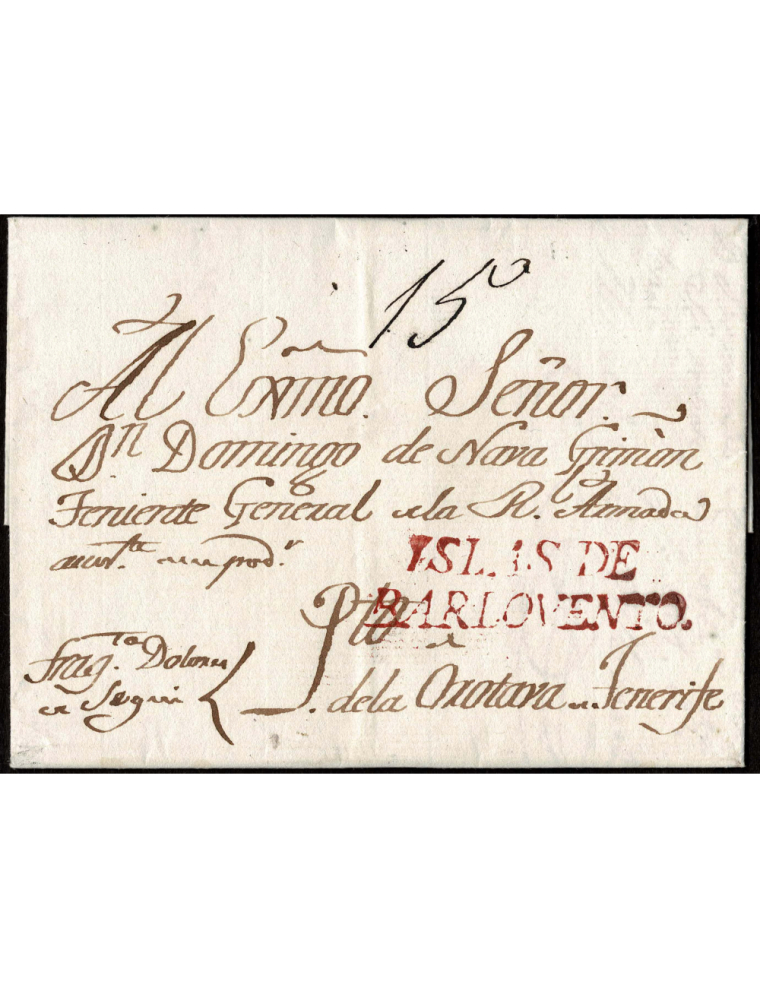 1811 (6 FEB) La Habana a Orotava (Canarias). Sobrescrito en el que se comenta el envío de varias cartas de otros comerciantes de