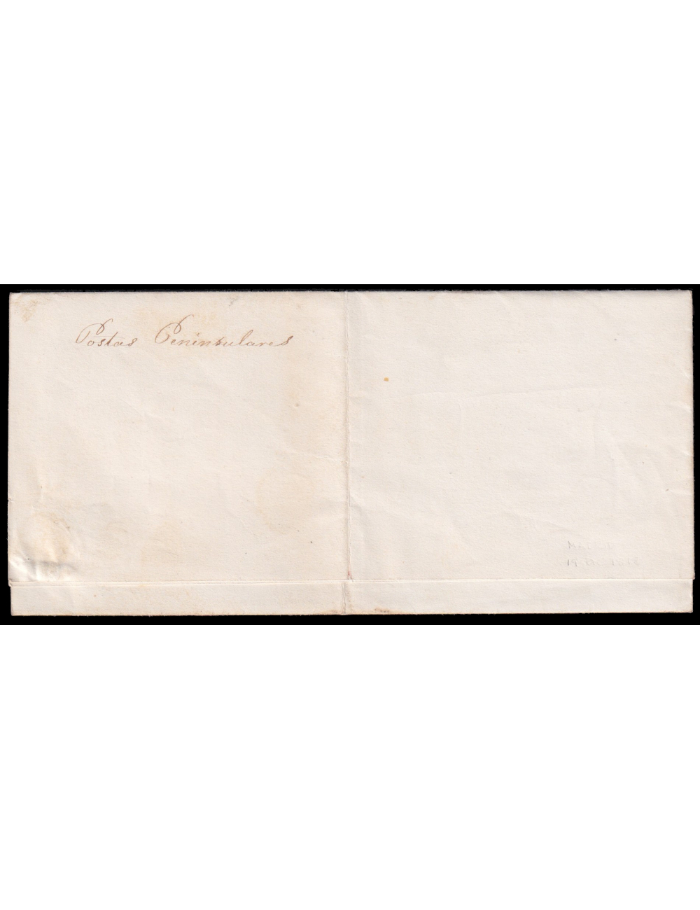 1848 (19 DIC) Madrid. Correo interior. Marca “Postas Peninsulares” al dorso. Impreso anunciando la celebración de una reunión de
