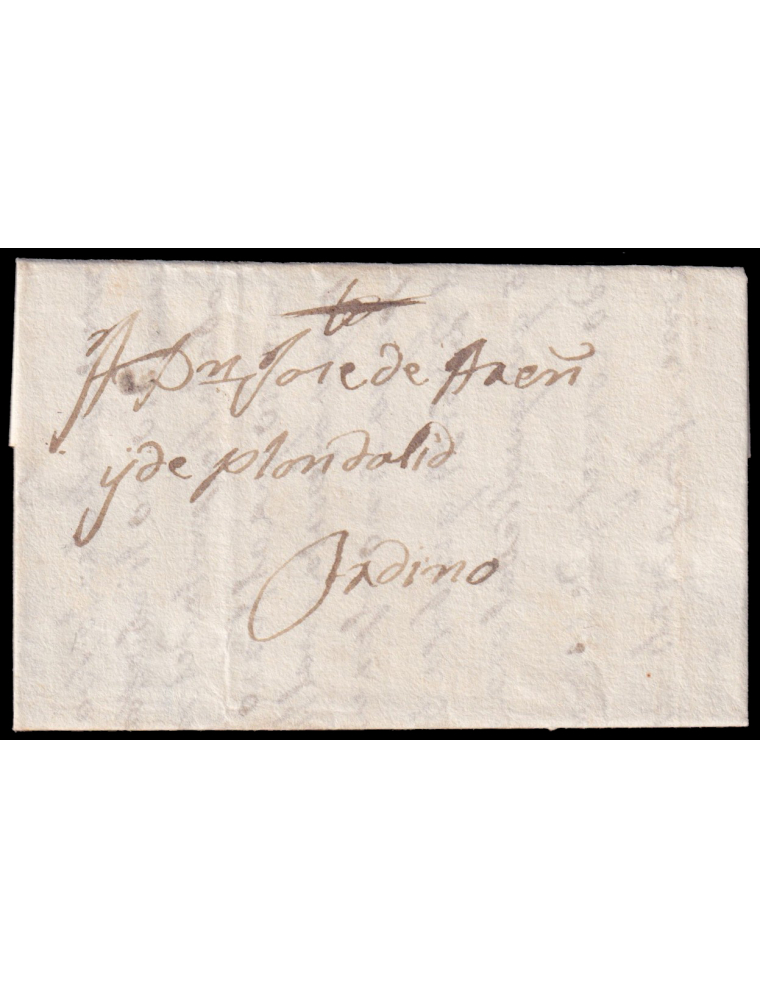 1836 (10 MAY) Barcelona a Ordino (Andorra). Sin marcas postales. Sobrescrito dirigido al jefe carlista de la casa solariega d’Ar