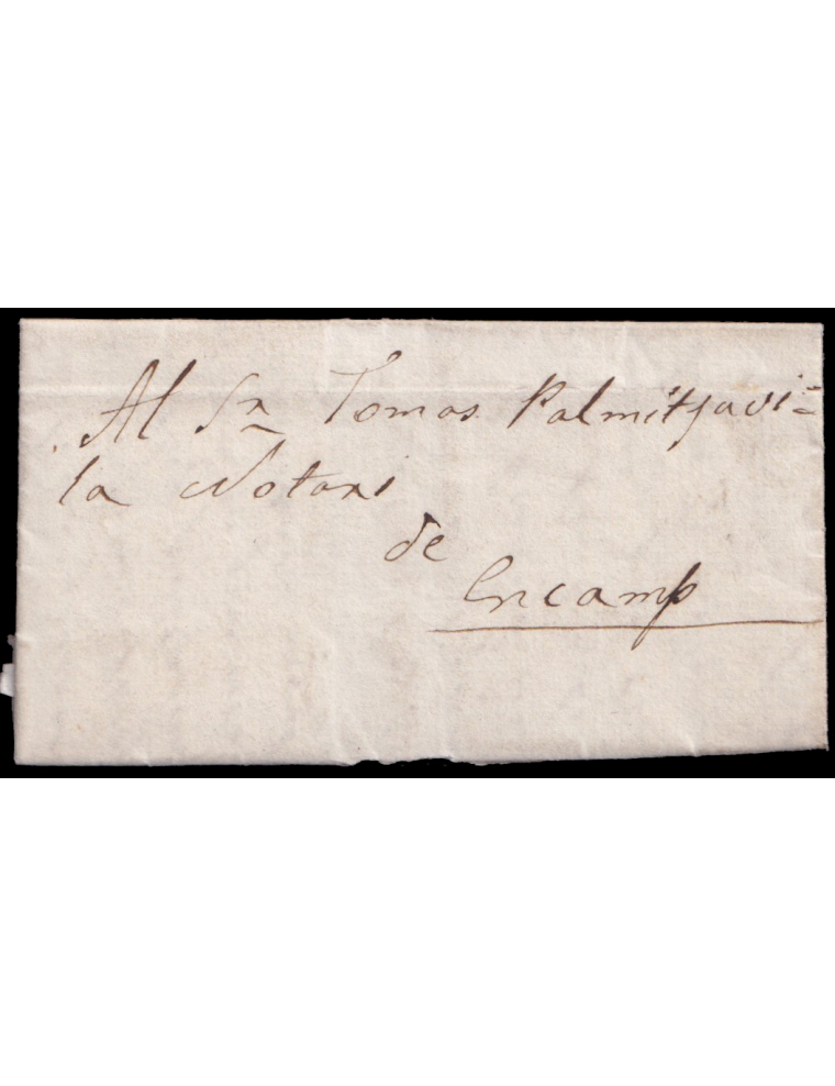 1854 (16 MAY) Ordino (Andorra) a Encamp (Andorra). Sin marcas postales. Sobrescrito de pequeño formato circulado en correo inter