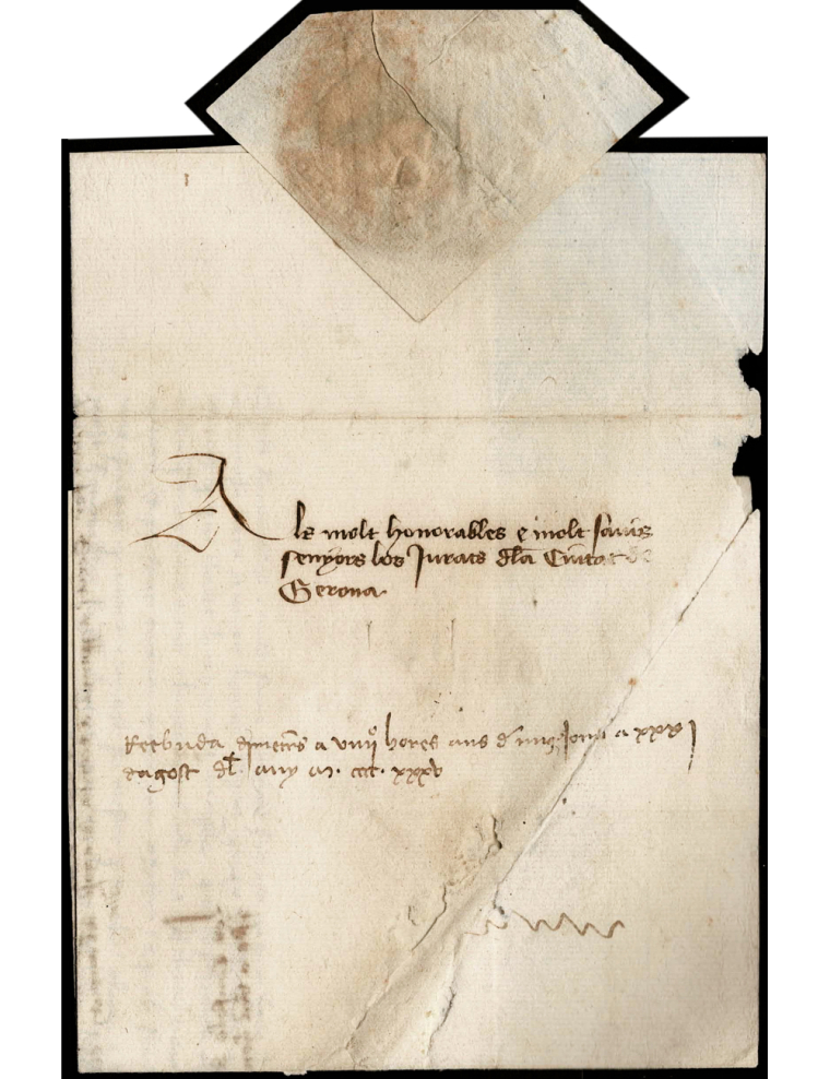 1435 (30 AGO) Perpiñán a Girona. Carta de los “Consols” de Perpiñán a los “Jurats” de Girona…